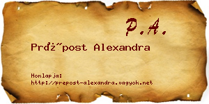 Prépost Alexandra névjegykártya